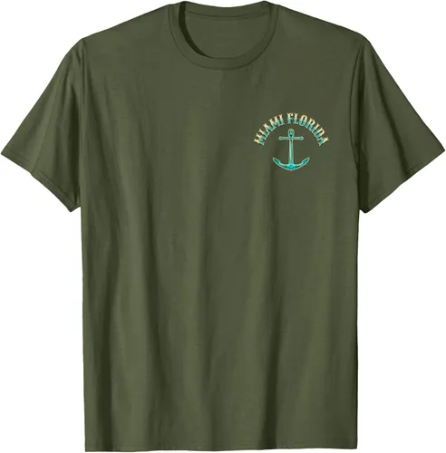 Vista 8 de Camiseta con diseño de pesca en la parte delantera y trasera de Miami Florida USA, Negro