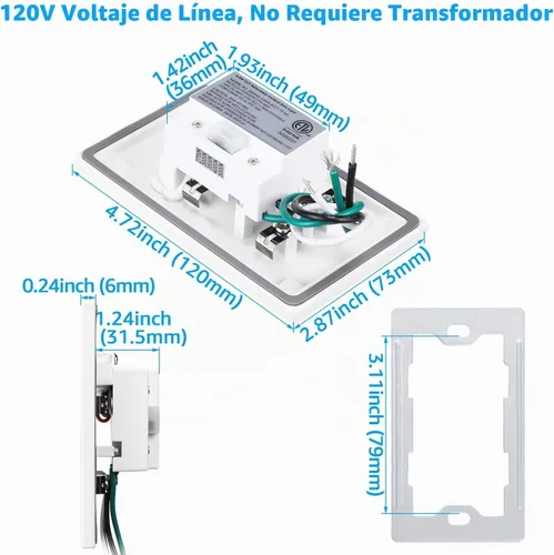 Vista 5 de LEONLITE Paquete de 6 luces LED 5CCT de 120 V, verticales, color blanco