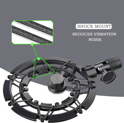Vista 4 de YOUSHARES - Soporte antiimpacto MV7 reduce el ruido de vibraciones, a juego con soporte de brazo de micrófono. Compatible con micrófono Shure MV7