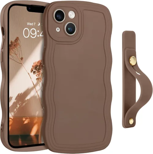 Vista 50 de GUAGUA Funda para iPhone SE 2022/2020, Funda para Teléfono iPhone 7/8 Diseño Lindo de Forma de Onda Rizada TPU Suave con Correa de Muñeca Soporte