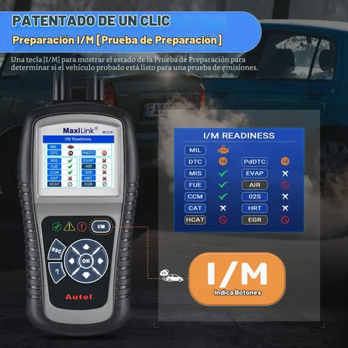 Vista 3 de Autel MaxiLink ML519, herramienta de escaneo OBD2 de modo 6 mejorado, herramienta de escaneo de diagnóstico automático, lector de código de fallo