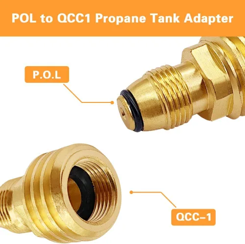 Vista 2 de Adaptador de tanque de propano POL a QCC1, convierte la válvula de tanque antigua a QCC1 Antiguo a nuevo, latón macizo resistente a la corrosión