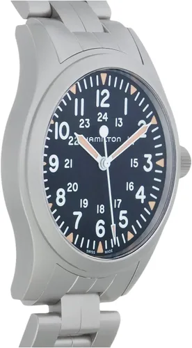 Vista 4 de Hamilton Watch Khaki Field Mechanical 42mm Case, Black Dial, Silver Stainless Steel Bracelet (Model H69529133)