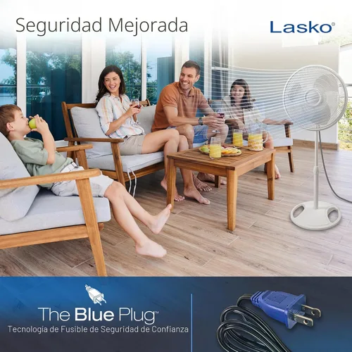 Vista 6 de Lasko Ventilador oscilante de pedestal – Ventilador de pie para dormitorio, sala de estar y oficina en casa – Altura ajustable – 3 velocidades