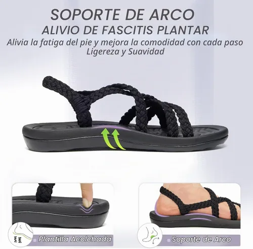Vista 4 de MEGNYA – Sandalias para mujer, cómodas, planas, con soporte de arco, impermeables, para caminar, senderismo, viajes, bodas, playas y lugares