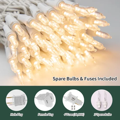 Vista 2 de LAMPHOME 100 Mini Luces LED Cuenta Blanco Cálido - Luces de Cadena - 21.6 Pies Luces LED de Navidad, Mini Luces LED para Exteriores Hogar Fiestas