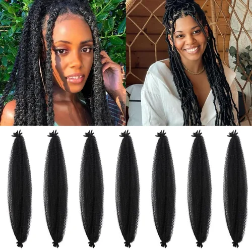 Vista 29 de Cabello afro trenzado elástico de 16 pulgadas, paquete de 3 marley twist para rastas falsas, trenzas rizadas de mariposa, cabello trenzado marley