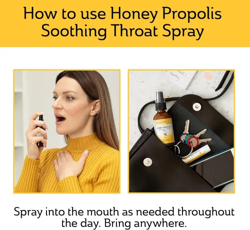 Vista 3 de Mickelberry Gardens Honey Propolis - Espray para la garganta, alivio calmante del dolor de garganta y apoyo inmunológico de propóleos, fórmula