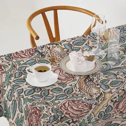 Vista 249 de Mantel Floral Retro de Pájaros, Diseño Original Bohemio William Morris Estampado Cubierta de Mesa para Hogar Picnic Fiesta Comedor Cocina William