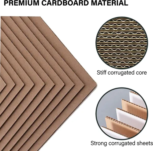 Vista 2 de Paquete de 50 hojas de cartón corrugado de 8 x 10 pulgadas, almohadillas de cartón corrugado de papel kraft marrón de primera calidad, planos a