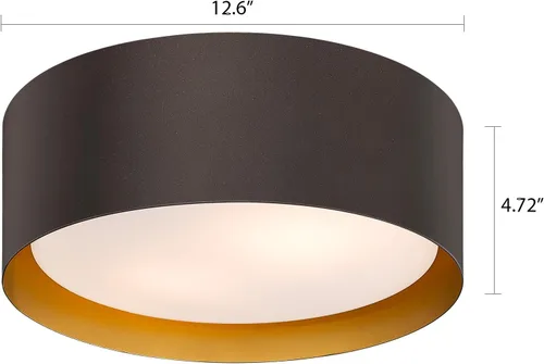 Vista 3 de Casia Luces de techo empotradas para dormitorio, montaje empotrado cerca del techo en acabado de metal de bronce aceitado con vidrio esmerilado