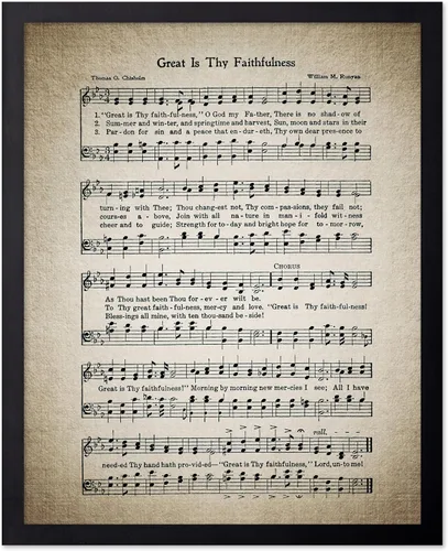 Vista 45 de Poster Master Póster de partitura de música vintage, impresión de himno retro, regalo para músico, amigo, "How Great Thou Art, himno, verso