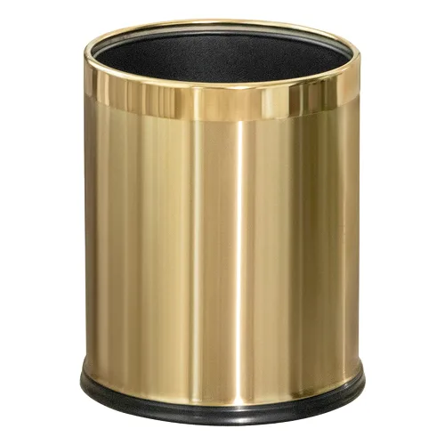 Vista 10 de 14L/3.7GAL Papelera negra y dorada, papelera de oficina con tapa abierta, papelera de metal, papelera dorada sin tapa para oficina, hotel, tienda