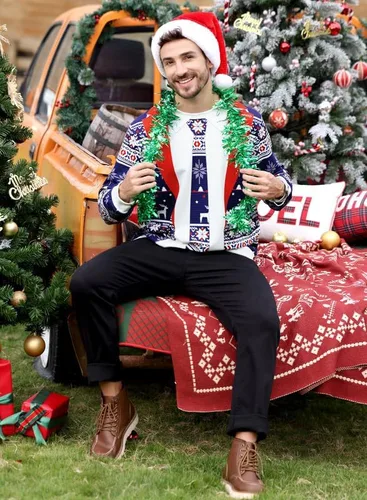 Vista 7 de Arvilhill - Sudadera estampada estilo Ugly Christmas (fea Navidad) para hombres, sudadera unisex de manga larga con gráficos divertidos