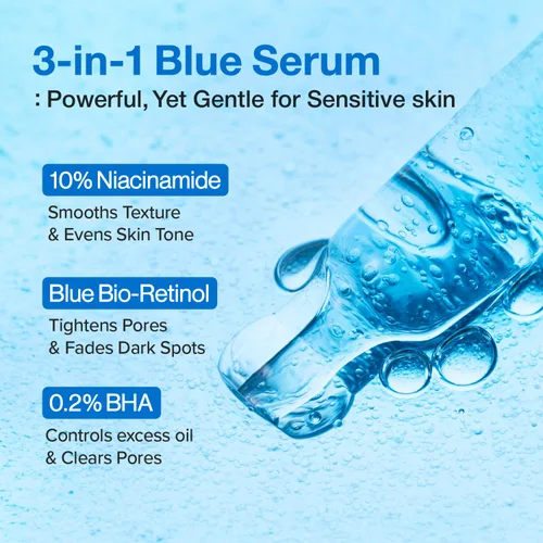 Vista 5 de numbuzin Suero de retinol No.3 Suero de refinación de poros azul bio-retinol Retinol principiante, apriete, reafirmante, BHA, niacinamida