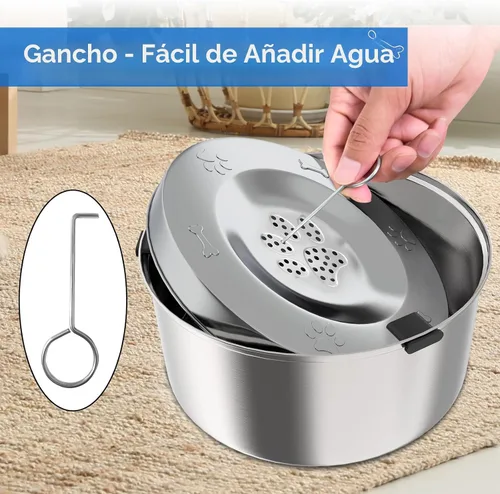 Vista 6 de Kactoily Tazón de agua para perros de gran capacidad de 3L/101oz en acero inoxidable, sin derrames, comedero para perros con dispensador de agua
