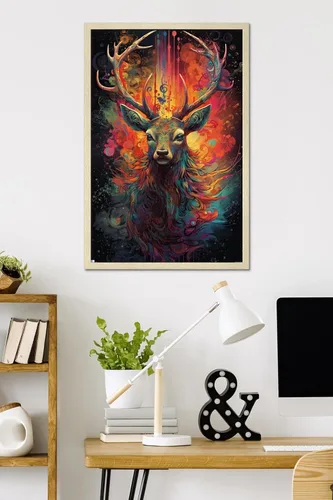 Vista 2 de Trends International Wumples - Cosmic Deer Wall Poster, 34L x 22.4W, Blonde Framed Version