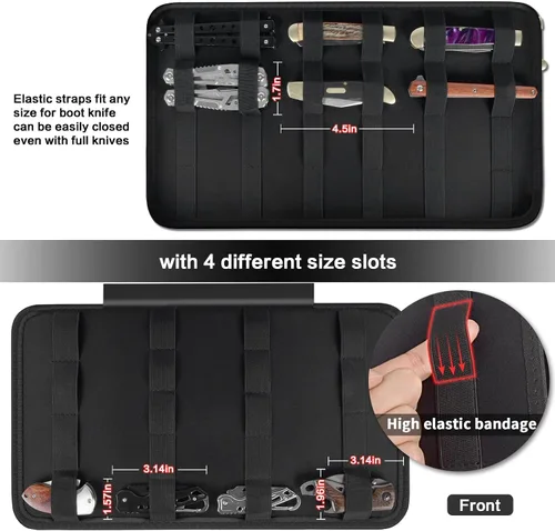 Vista 3 de Estuche de exhibición de cuchillos para más de 64 cuchillos de bolsillo, fundas plegables para cuchillos para colecciones, soporte de bolsa