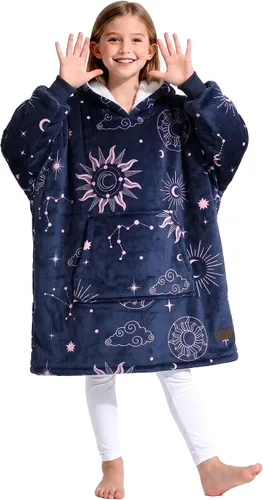 Vista 12 de Catalonia Sudadera tipo manta con capucha para niños, sudadera de sherpa extragrande para adolescentes jóvenes, idea de regalo Dual-Layer Design