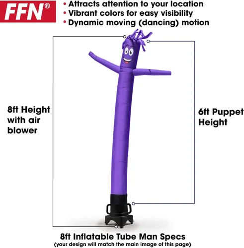 Vista 2 de Feather Flag Nation - Marioneta inflable de 8 pies de alto, con motor soplador de aire incluido con bailarina de color sólido de 6 pies de alto