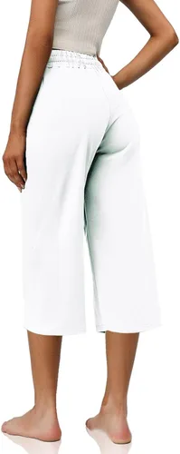 Vista 6 de UQRZAU Pantalones de mujer con bolsillos 2023 con cordón suelto casual pantalones de yoga pierna ancha, S-5XL