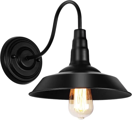 Vista 4 de Lightess Black Lámpara de pared con iluminación industrial clásica de metal
