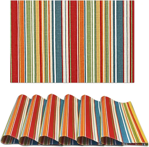 Vista 18 de Ruvanti Juego de manteles individuales de lino de 6-13x19 pulgadas, dobladillo clásico, resistentes al calor, lavables a máquina, suaves