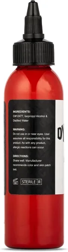 Vista 3 de Tinta de tatuaje color rojo fuego dinámico, fabricada en Estados Unidos