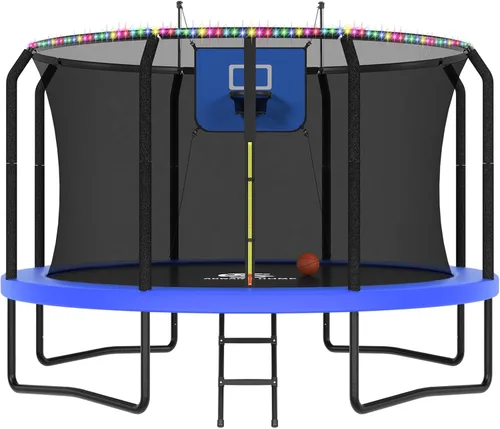 Vista 13 de Outdoor Trampoline with Net for Kids 10FT 12FT 14FT 15FT 16FT Negro