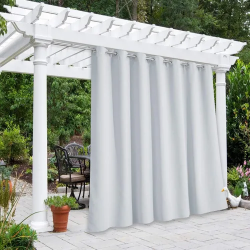Vista 122 de NICETOWN Cortina para Exteriores para Patio Impermeable de 84 Pulgadas de Ancho, Aislamiento Térmico con Ojales Antioxidantes Bloqueo UV Cortina