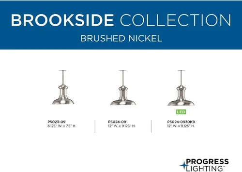 Vista 7 de Brookside LED Collection - Lámpara colgante de metal hilado, color níquel cepillado
