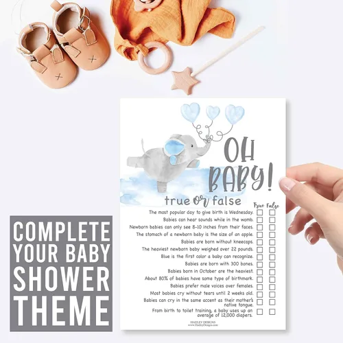 Vista 9 de Hadley Designs Divertidos juegos de baby shower para niños – 25 tarjetas de doble cara para 25 invitados, 2 juegos, juego de baby shower de palabras