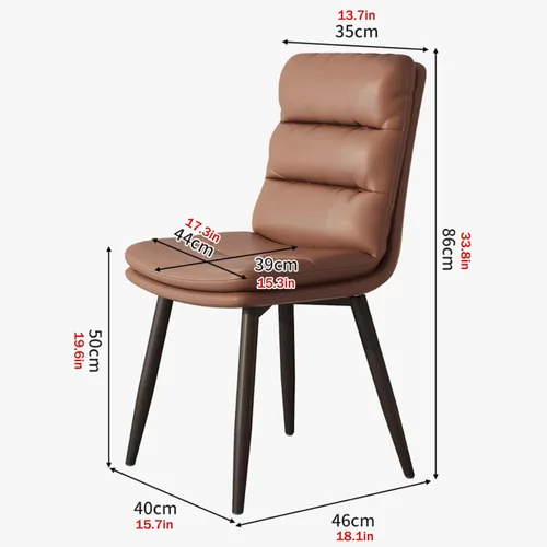 Vista 2 de Upholstered Dining Chairs Set of 4, Leather Kitchen Chair with Metal Legs, Dining Room Kitchen Chair with Back for Brown