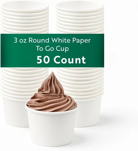 Vista 80 de Restaurantware Coppetta - Vasos de postre de 3 onzas, 50 tazas desechables para helado, tapas se venden por separado, cuencos de papel a cuadros