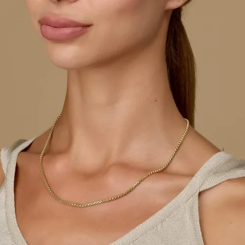Vista 3 de PORI JEWELERS 14K Gold 1.8MM, 2.5MM, or 3.5MM Round Box Chain Necklace -16"-30" Yellow or White Gold- For Men and Women