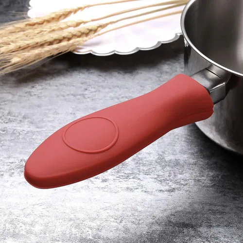 Vista 5 de 4 paquetes de soporte de silicona para mango caliente, para cocina, resistente al calor, para ollas de leche, funda de agarre para sartenes