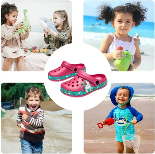 Vista 3 de OHSNMAKSL Pantuflas tipo zueco para niños, sandalias de jardín, zapatos de agua, zapatillas de deporte de dibujos animados para niños y niñas