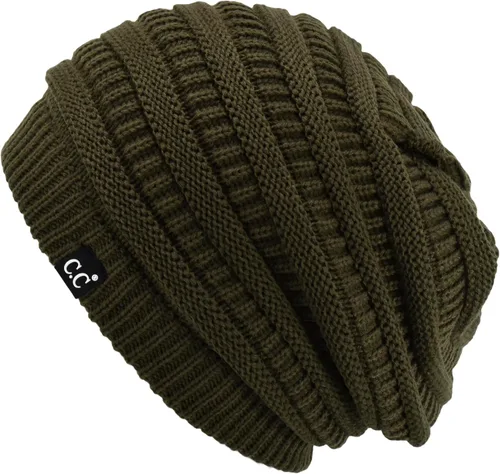 Vista 62 de C.C Winter Oversized Beanie Hat with Fuzzy Lining – Thick Knit Thermal Beanie for Cold Weather, Soft Warm Fleece Lined Cap