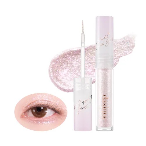 Vista 12 de dasique Starlit Jewel - Brillo líquido c #01 Frozen Gold Sombra de purpurina parpadeante Maquillaje coreano Maquillaje de ojos brillante