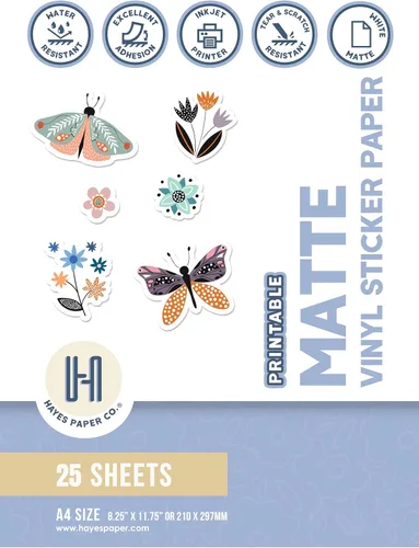 Vista 8 de Papel adhesivo de vinilo imprimible para impresora de inyección de tinta, hojas autoadhesivas blancas brillantes e impermeables para Cricut