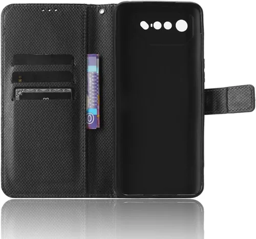 Vista 5 de Funda de piel sintética compatible con Asus ROG Phone 7, funda de piel sintética compatible con Asus ROG Phone 7 Ultimate, color negro