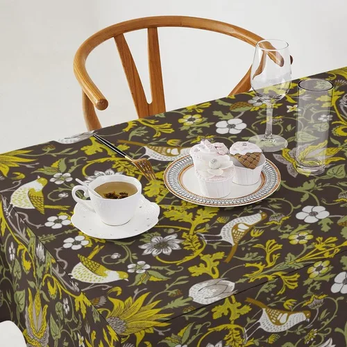 Vista 28 de Mantel Floral Retro de Pájaros, Diseño Original Bohemio William Morris Estampado Cubierta de Mesa para Hogar Picnic Fiesta Comedor Cocina William