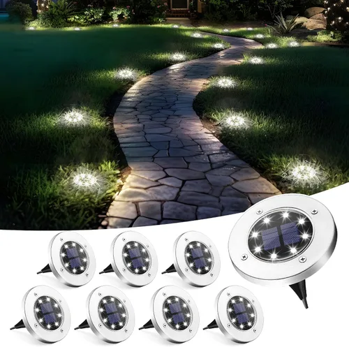 Vista 9 de SOLPEX Luces solares impermeables para exteriores, paquete de 8 luces solares para suelo, luces solares de jardín, iluminación de paisaje