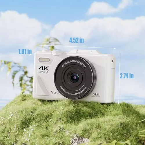 Vista 2 de Cámara digital 4K con pantalla abatible, cámara de vlogging, cámaras para fotografía, cámara de vlogging de enfoque automático de 48 MP