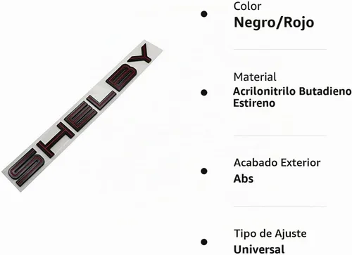 Vista 2 de Emblema de letra SHELBY para maletero trasero, calcomanía adhesiva (Negro/Rojo)