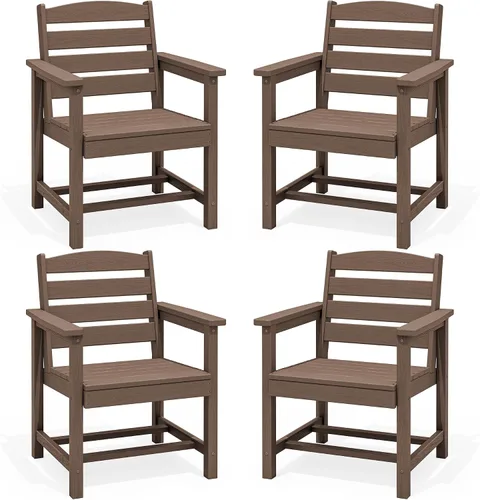 Vista 19 de SERWALL Outdoor HDPE Armless Dining Chairs Set of 2,All-Weather Use,Black Negro