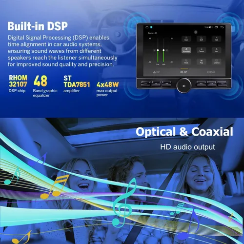 Vista 6 de Radio de coche doble DIN Android 13 de 10.6 pulgadas [4 GB de RAM + 64 GB de ROM] con CarPlay inalámbrico y Android Auto, 4G, botón de perilla