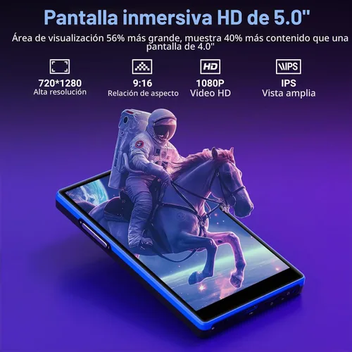 Vista 7 de MECHEN Android13 Reproductor MP3 160GB 5" 1080P IPS Bluetooth 5.0 WiFi Negro 160GB(4+32+128GB Card), 5" 720x1280 Display, Play Store for