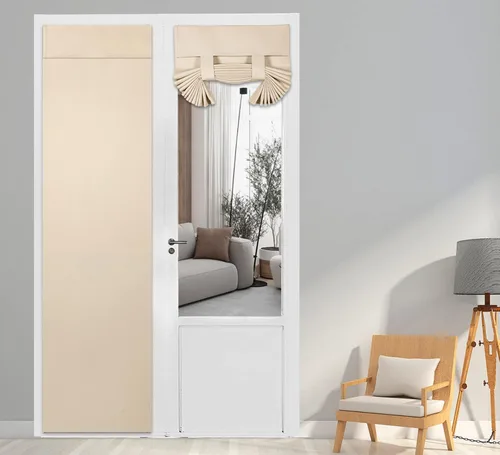 Vista 32 de PI Cortina Opaca para Puerta, Sombra de Privacidad que se Ata con Aislamiento Térmico, Cortina de Puerta Pequeña para Aula/Puerta Corredera/Puerta