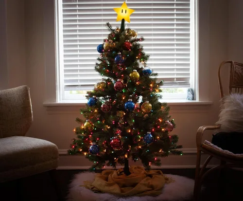 Vista 6 de Estrella para Árbol Mario Super Star Gen 2 Enchufable Iluminada para Navidad